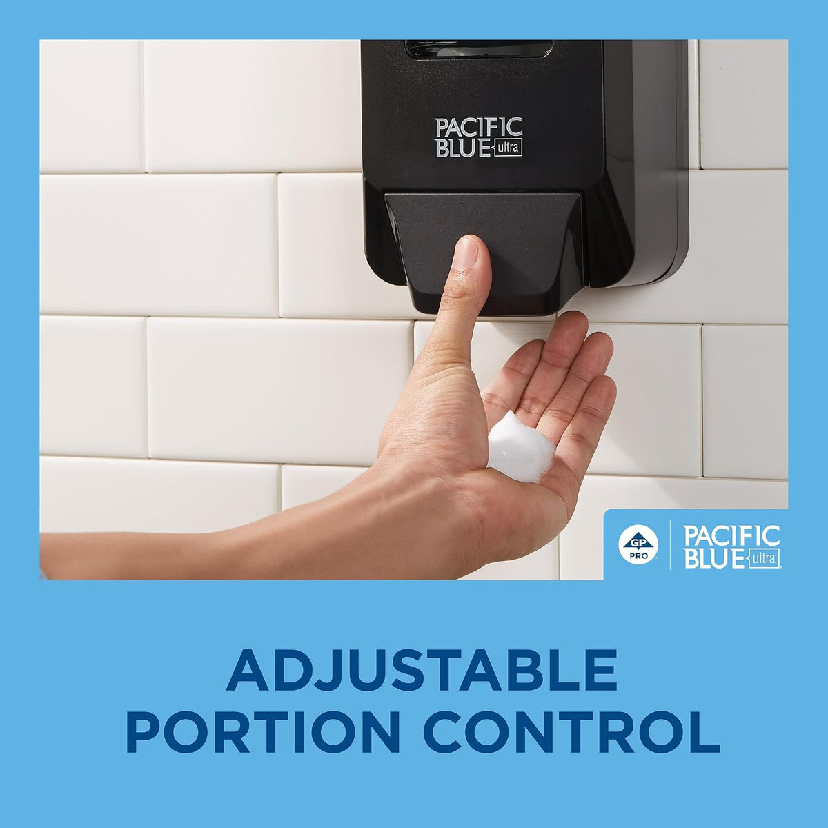 Pacific Blue Ultra™ Wall-Mounted Manual Dispenser for Foaming Hand Soap and Hand Sanitizer by Georgia-Pacific, Black, 53057, 11.5” W x 5.6” D by 4.4” H