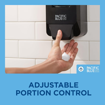 Pacific Blue Ultra™ Wall-Mounted Manual Dispenser for Foaming Hand Soap and Hand Sanitizer by Georgia-Pacific, Black, 53057, 11.5” W x 5.6” D by 4.4” H