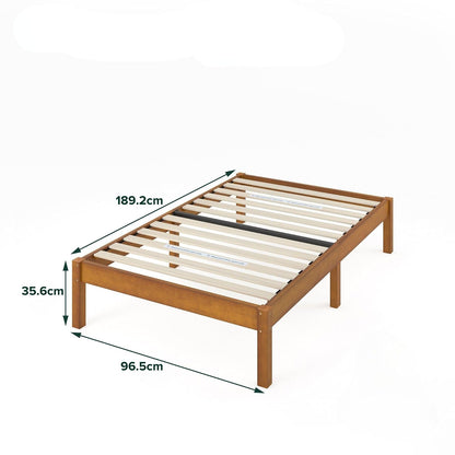 Zinus Ellie Marco de Cama de bambú de 36 cm con Listones de Madera, sin somier, fácil Montaje.