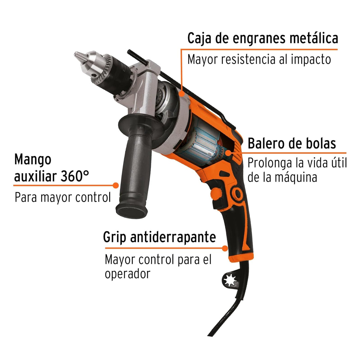 Truper ROTO-1/2A9, Rotomartillo 1/2" 850 W profesional