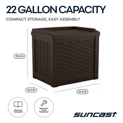 Suncast - Asiento de Almacenamiento pequeño de Resina de 22 galones, Java, SSW600J