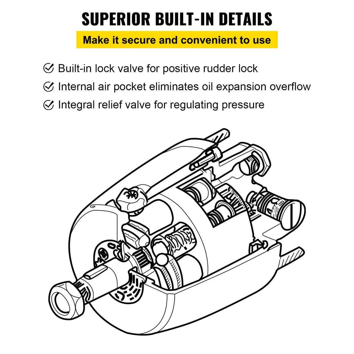 VEVOR Helm 1.4 Bomba de dirección hidráulica Fuera de borda HH4314-3