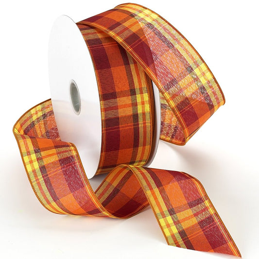 Morex Ribbon - Cinta de tela con alambre para otoño y abundancia, calabaza, 2-1/2 pulgadas x 50 yardas