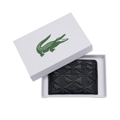 Lacoste Cartera Lacoste oficial protección RFID para Mujer, Negro, 10,5 x 7,5 x 0,5 cm