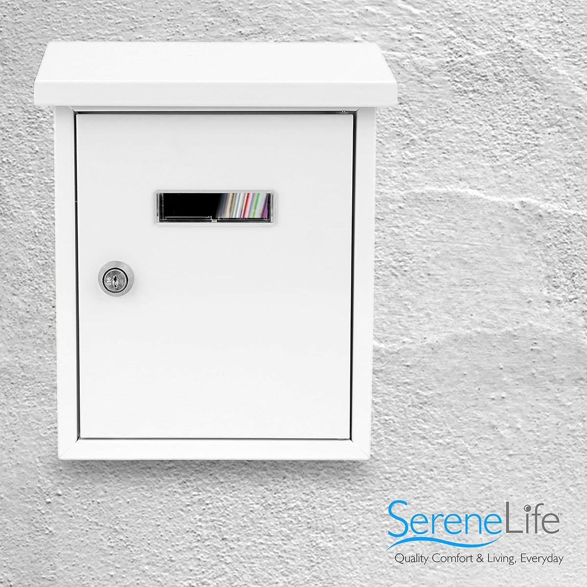 Serenelife Buzón de Pared a Prueba de Intemperie con Cerradura, Acero Galvanizado, Tapa Metálica para Cartas, Periódicos y Dinero, Buzón para Exterior, Oficina, Casa y Negocios