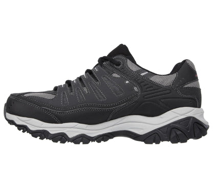 Skechers Men's Afterburn M. Fit | Espuma viscoelástica, entresuela Articu-Lyte, parte superior de piel y malla, informal, con cordones tradicionales
