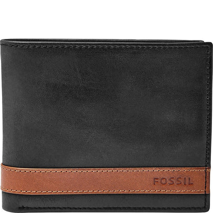 Fossil portafolios plegable de piel para hombre con bolsillo para monedas para hombre