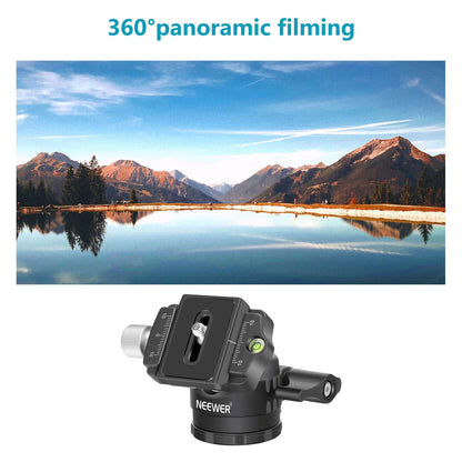 NEEWER Cabeza de Bola de Trípode de Perfil Bajo de 28mm Rotación Panorámica de 360°con Placa de Liberación Rápida Tipo Arca de 1/4" y Nivel de Burbuja para Trípodes Monopies, Carga Máxima: 6.6lb/5kg