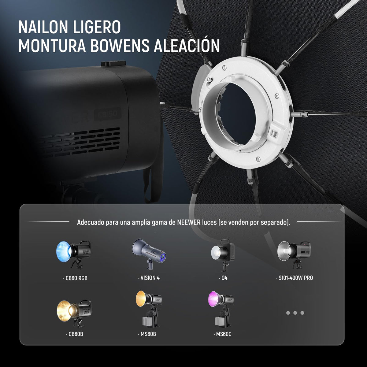 NEEWER 35.4'' Softbox Octagonal, Liberacion Rapida Parabolic Softbox,NS92P | Montura Bowens, Diffusers, Grid, Bolsa Compatible con Aputure 120d Compatible con Godox SL60w NEEWER Q4 AS600B CB300B Q300