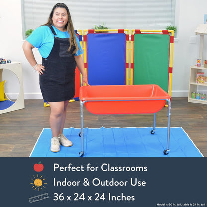 Children's Factory - Mesa sensorial mediana de 24 pulgadas de altura, caja de arena, mesa de agua para niños, color rojo