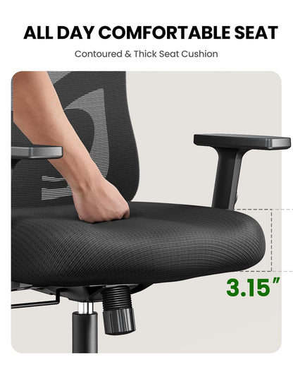 Marsail - Silla ergonómica de Oficina para Juegos con Soporte Lumbar, reposacabezas 2D, reposabrazos Ajustables, cojín de Asiento Contorneado, Silla de computadora de computadora con Ruedas para el