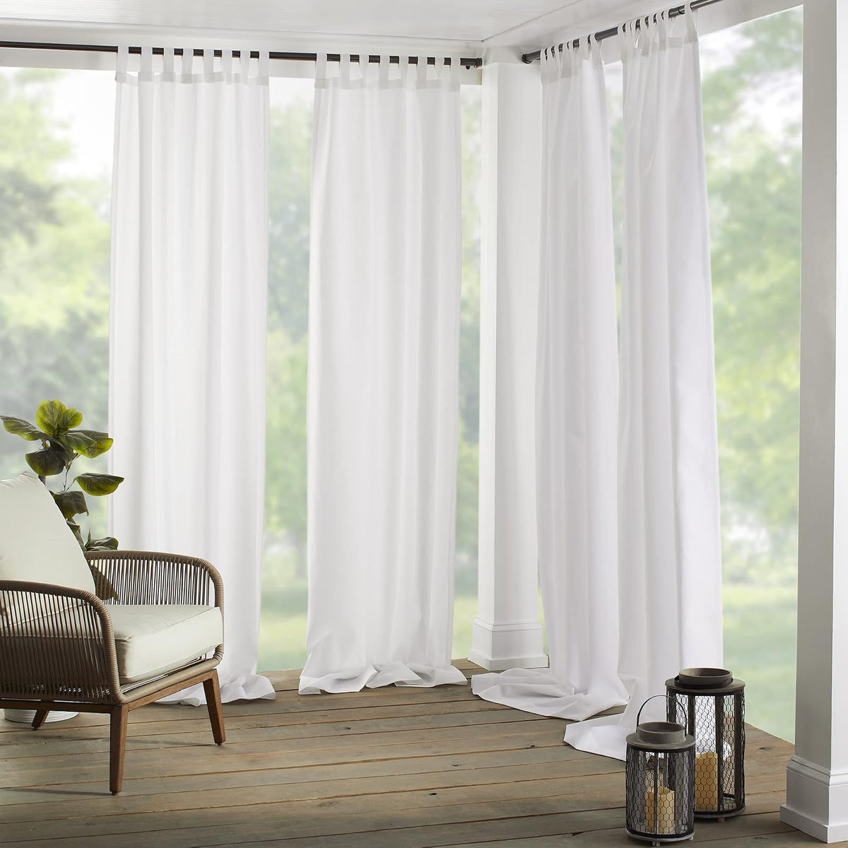 Elrene Home Fashions Cortina de Lengüeta para Interior y Exterior - 132.1An x 213.4Al cm (1 Paneles) - Blanco