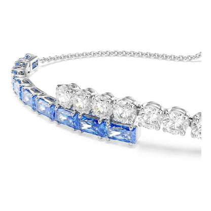 Swarovski Pulsera Matrix, Tallas mixtas, Azul, Baño de rodio