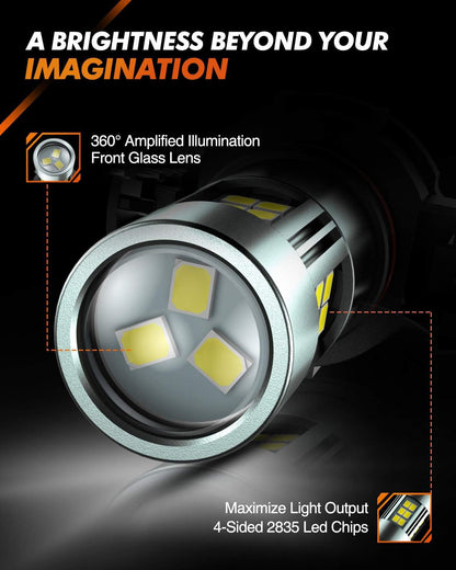 SEALIGHT 5202/5201/PS24W Bombillas LED Antiniebla 6000K Blanco Xenón 27 Chips SMD DRL, Paquete de 2