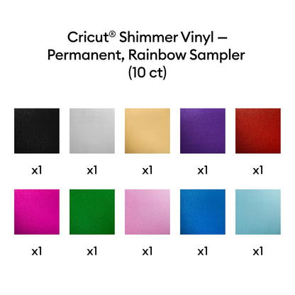 Cricut® Shimmer Vinyl - Muestreador permanente para fiestas - 12 x 12 pulgadas (10 unidades)