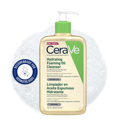CeraVe Limpiador en Aceite Espumoso Piel Normal a Muy Seca - Sin fragancia - 473 ml (Paquete de 1)