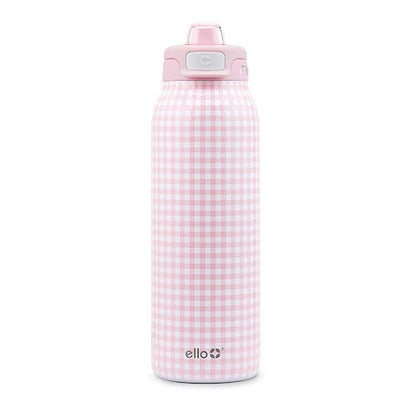 Ello Pop & Fill Botella de agua de acero inoxidable de 32 oz con tecnología QuickFill, de doble pared y aislada al vacío, con tapa de cierre a prueba de fugas, popote y trago, reutilizable, sin BPA