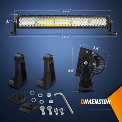 Nilight - Barra de luces LED de 22 pulgadas y 480 W, triple fila, combinación de puntos de inundación, impermeable, iluminación para conducir fuera de carretera con arnés de cableado todoterreno para barcos, camionetas, SUV, ATV UTV, 2 años de garantía