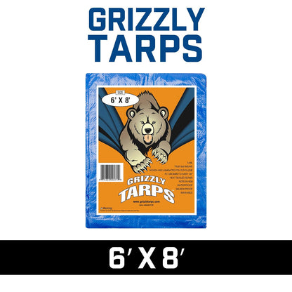 Grizzly Tarps GTRP68 6-Feet X 8-Feet Blue Multi-Purpose 6ml Cubierta impermeable de lona de polietileno con tienda de campaña Refugio Lona de camping by Grizzly Tarps