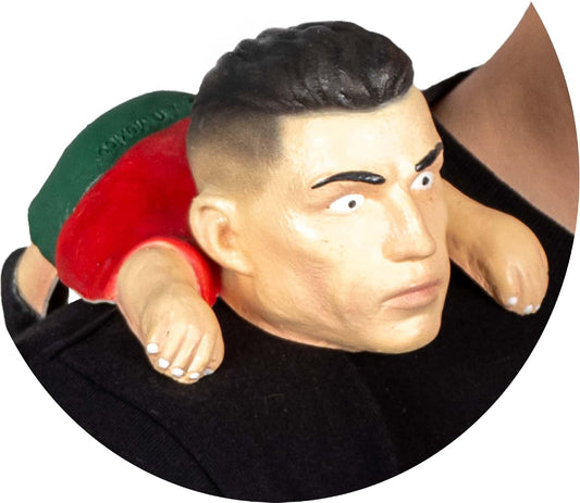 REV Mascota de Hombro Futbolista CR7 Ronaldo, Shoulderboddy Cristiano Ronaldo Jugador de Fútbol en Látex para Partidos, Ideal para Eventos Deportivos, Porras, Estadios, Halloween y Fiestas