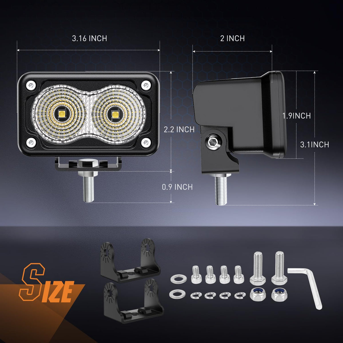 Nilight - 2 cápsulas LED para motocicleta, luz de inundación de 3 pulgadas, luz antiniebla todoterreno, 1160 lm, luz auxiliar EMC integrada para motocicleta, SUV, ATV, camión, barco, tractor, carretilla elevadora, 5 años de garantía