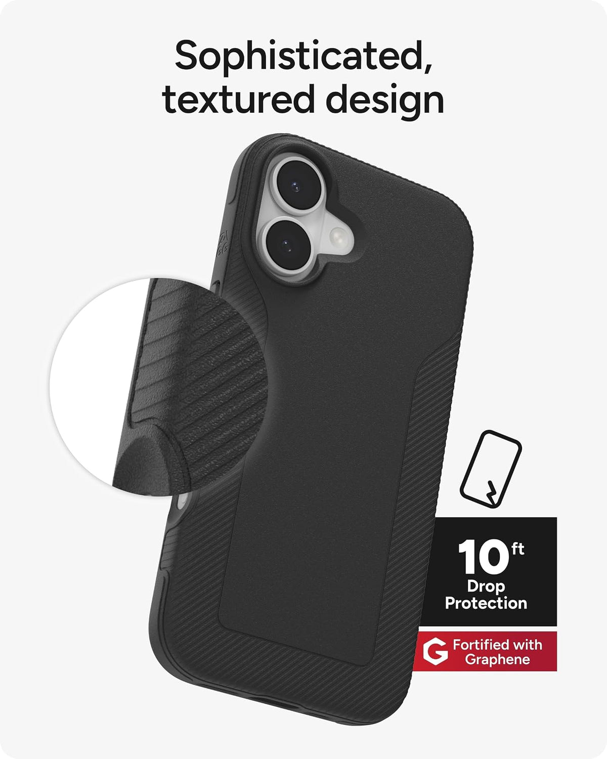 ZAGG Luxe - Funda para iPhone 17, Color Negro, grafeno Duradero para protección contra caídas (3 m), diseño Delgado y Ligero, Compatible con MagSafe
