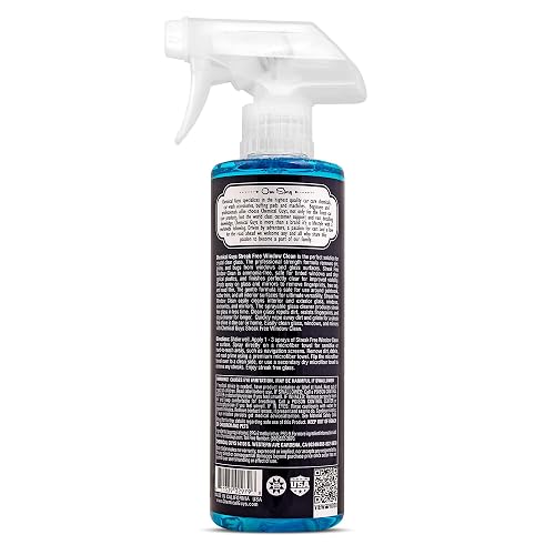 Chemical Guys Limpiador de cristales y ventanas sin rayas (Funciona en espejos, pantallas de navegación y más), sin amoníaco y seguro para cristales tintados, 473 ml