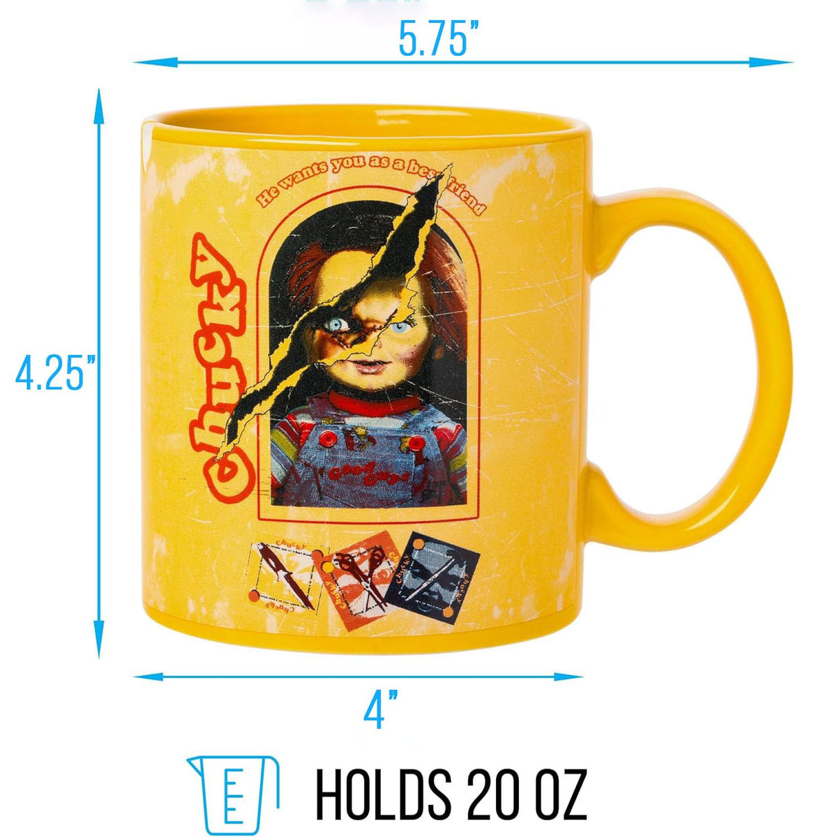 Silver Buffalo Chucky Horror "He Wants You as a Best Friend" Taza de cerámica, 20 onzas
