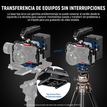 NEEWER Plegable Placa de Batería V Mount con Placa Base de Cámara de Liberación Rápida Tipo Arca Vídeo Rig Cámara DSLR Compatible con SmallRig Batería de V Montaje Jaula dji RS4 RS3 Gimbal, PS015 Pro