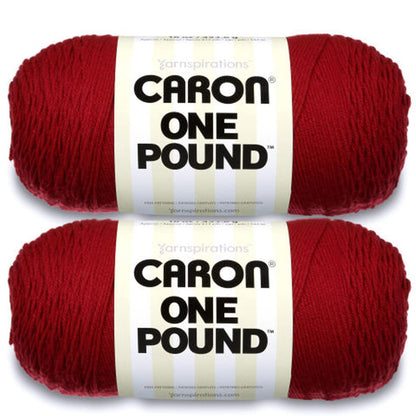 Caron One Pound Estambre Acrílico, Paquete de 2 - Paquete de 2 - Rojizo Claret