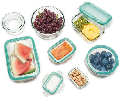 OXO Good Grips 1 cup SNAP Leakproof Glass Round Food Storage Container | Tapa a prueba de fugas, apta para congelador a horno, ideal para laterales, aperitivos, inmersiones, porciones