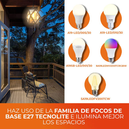 Tecnolite Lámpara de Pared Arbotante Cristal Exterior, Potencia Máx. 60 W, 1 Base E27, IP54, IK07, No incluye foco