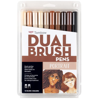 Tombow Dual Brush Pen Marcadores Artísticos de Doble Punta - Retrato - Paquete de 10 unidades - Paquete de 10