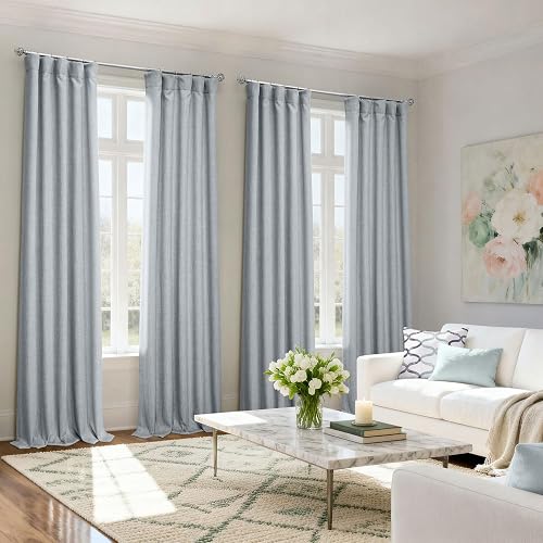 HPD Half Price Drapes Cortinas de Lino sintético con Textura para oscurecer la habitación para recámara, 96 Pulgadas de Largo (1 Panel), Cortinas de 50 Pulgadas de Ancho x 96 de Largo para decoración