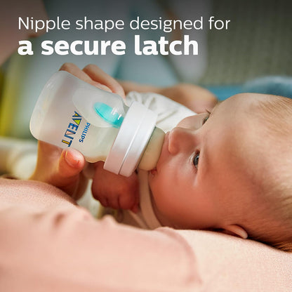 Philips Avent Biberón Anti-colic AirFree™ Clínicamente Comprobado 4 oz | Menos aire durante la alimentación | Ayuda a reducir cólicos y malestares | AirFree™ | Flujo 1 - RN | 4 pz | SCY701/04