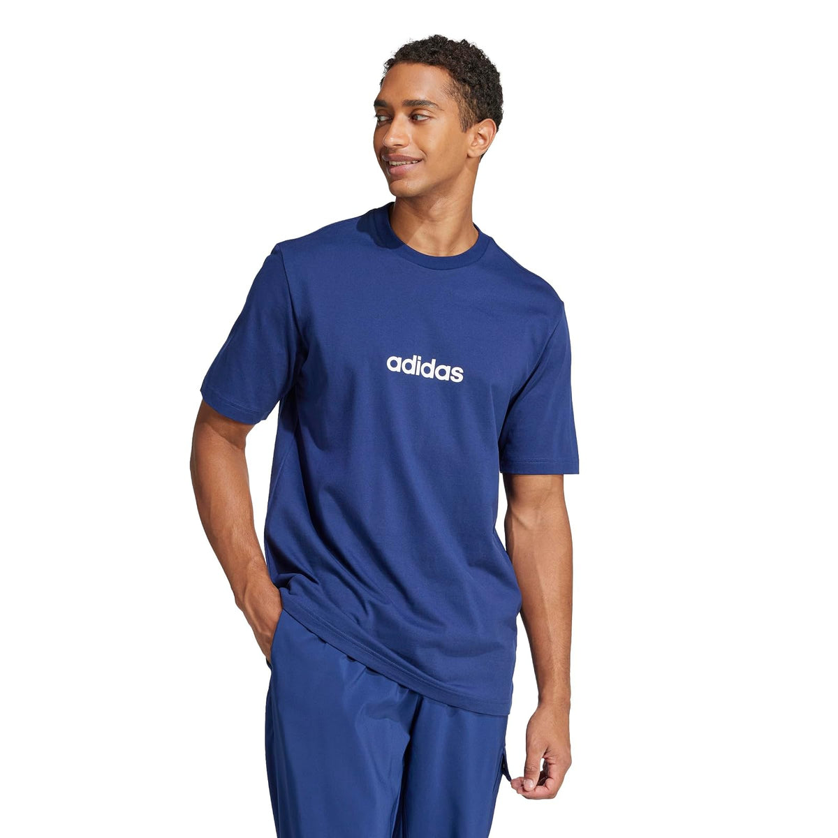 Adidas Essentials - Playera - 2XS - Azul oscuro - Blanco