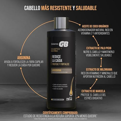 SISTEMA GB Shampoo 2 Hombre, Con Piritionina de Zinc y Climbazol que refuerzan la acción anticaída y cuidan el cuero cabelludo donde nace el pelo, Frasco con 230ml