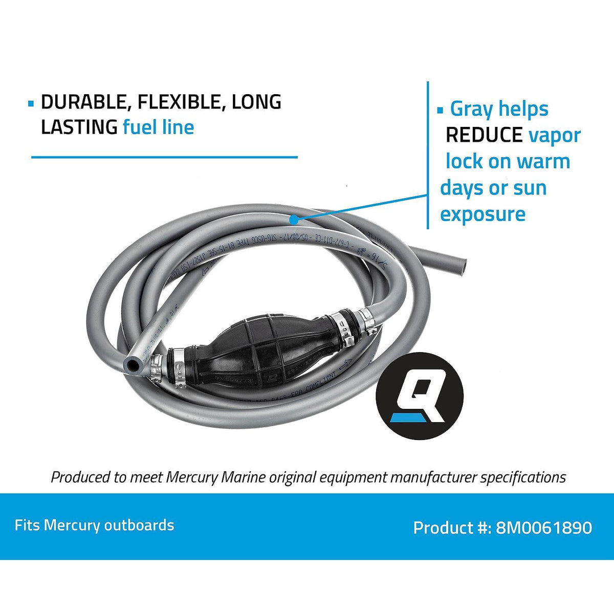 Quicksilver 8M0061890 - Conjunto de línea de combustible - 9 pies de largo con foco de imprimación