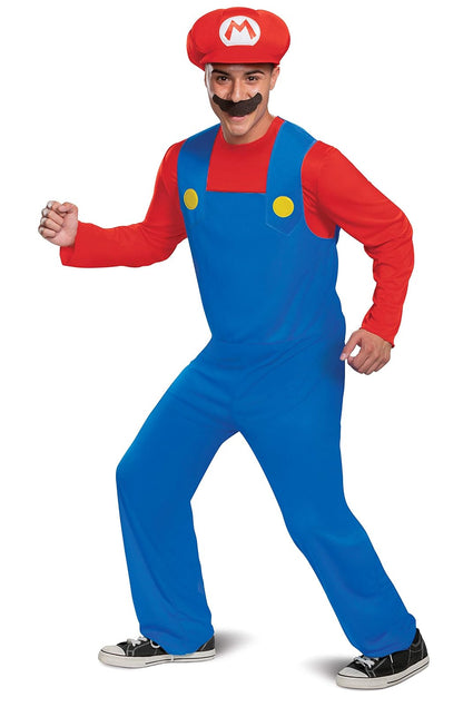 Disguise Disfraz oficial de Mario de Nintendo Super Mario Bros para adultos con sombrero y bigote Disfraces de tamaño adultoHombre