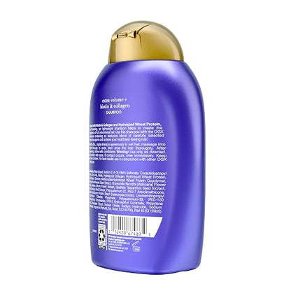 OGX, Shampoo Volumen y Fuerza Extra de Biotina y Colágeno, 385 ml