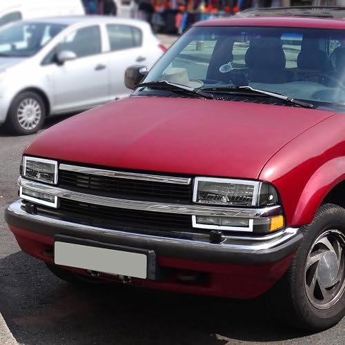DNA MOTORING - Par de Faros Delanteros Transparentes/Reflector ámbar halógeno/LED compatibles con Blazer 1998-2004 / S10 1998-2004, HL-LB5-S10984P-BK-AM