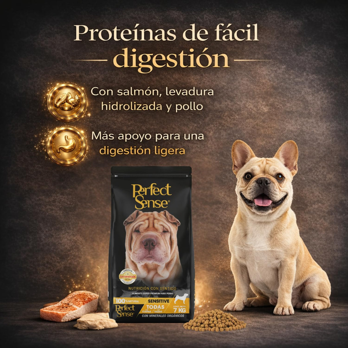 Perfect Sense Sensitive Alimento Seco para Perros Adultos con Piel y Digestión Sensible, Salmón y Pollo, 7 kg