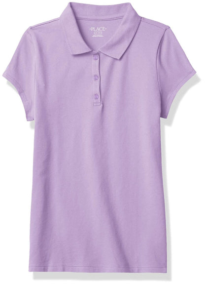 The Children's Place Polo Escolar de Manga Corta para Niña - Prosa morada - 2XG