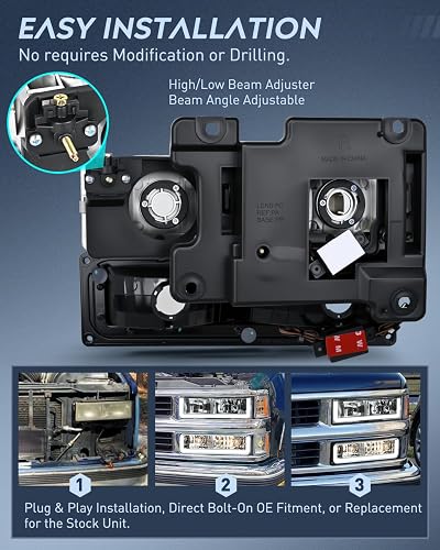 Nilight DRL - Conjunto de faros delanteros compatible con Chevrolet GMC C10 C/K 1988 1989 1991 1992 1993 1994 1995 1996 1997 1998 Chevrolet GMC C10 C/K 1988-1999 Silverado Suburban Sierra Blazer Tahoe