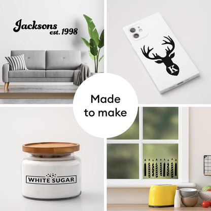 Cricut Vinilo extraíble de alta calidad para todas las máquinas de corte Cricut, vinilo sin residuos para manualidades, calcomanías de pared, calcomanías, decoración en casa y más, color negro