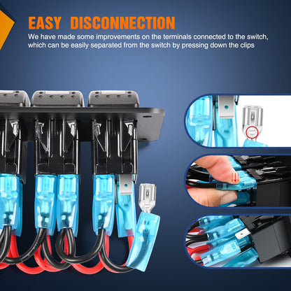 Nilight - Panel de interruptor de 8 bandas con PD tipo C y cargador USB, voltímetro de 12 V, SPST, interruptor de encendido y apagado con retroiluminación azul, panel de interruptor