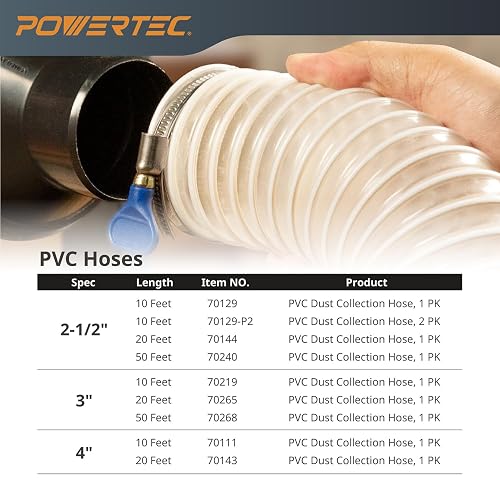 POWERTEC 70129 manguera flexible de PVC resistente de 2-1/2 pulgadas x 10 pies