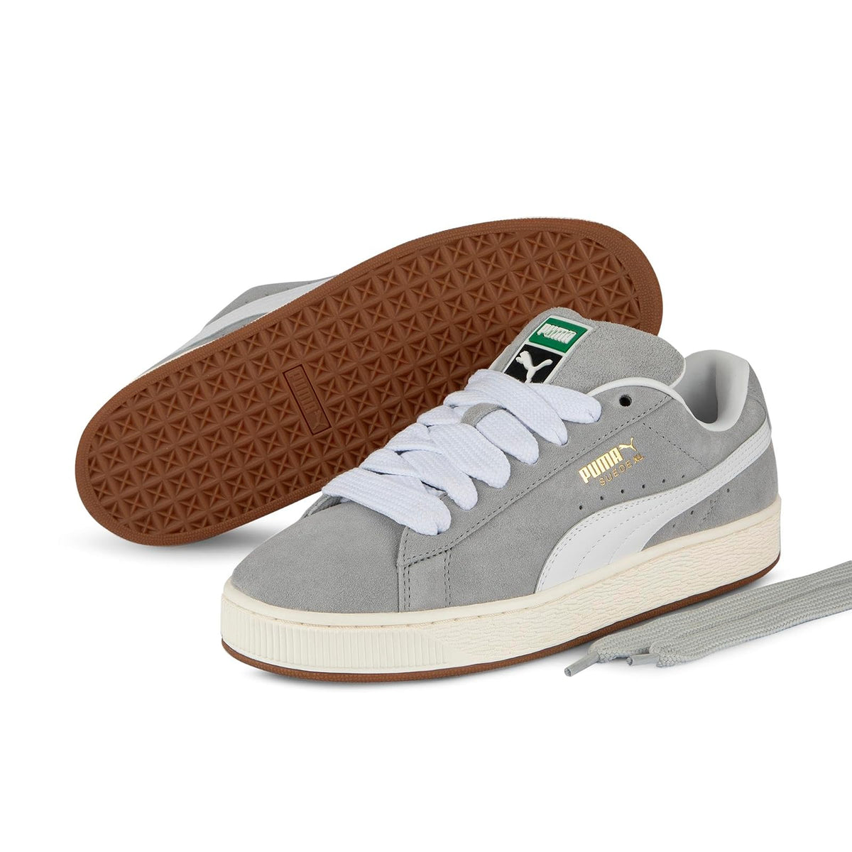 Puma Suede XL Tenis Clásicos Estilo Urbano - 28.0 cm - Gray Echo-PUMA White-PUMA Gold