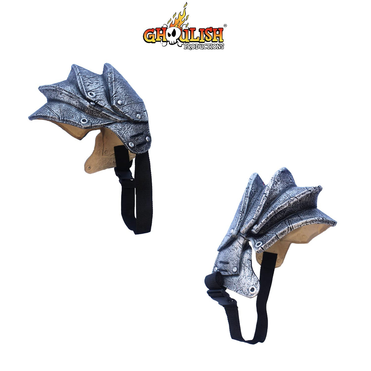 Pauldron Silver, Accesorio para Disfraz de Hombreras de Plata, Complemento de Hombros Armadura Ideal para Halloween y Fiesta de Disfraces