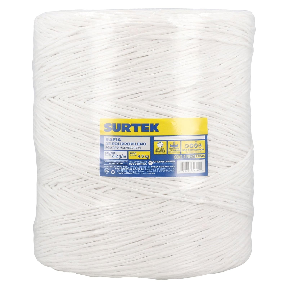 Surtek RFB45 Rafia de Polipropileno Blanca 2.2 g/m